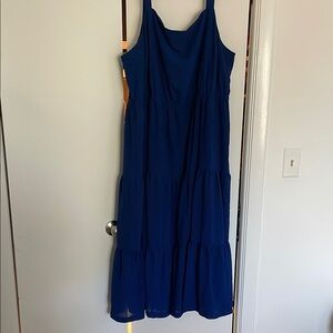 Ava & Viv Blue Sleeveless Scoop Neck Maxi Sundress